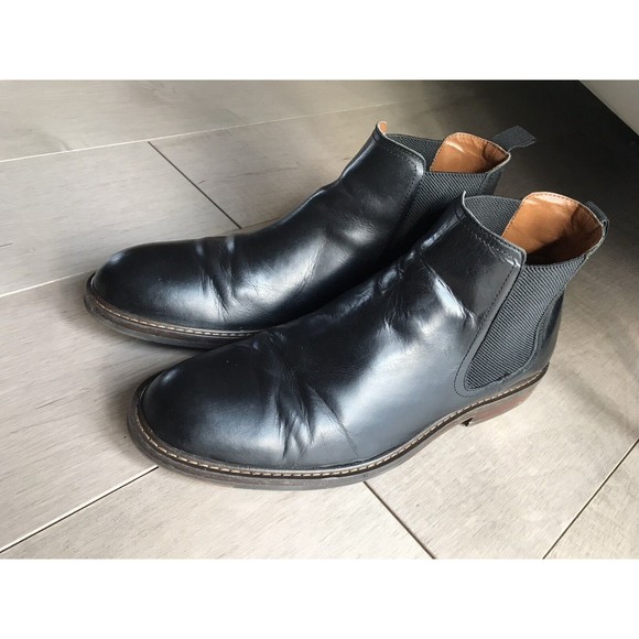 Nordstrom men black double gore boots 12 M leather